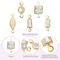 30 шт. 5 стиля латунных подвесок-соединителей с прозрачным кубическим цирконием&nbsp;ZIRC-FS0001-04
