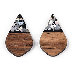 Подвески из непрозрачной смолы и ореха&nbsp;RESI-N039-60C