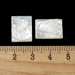 Резные кабошоны из натуральной белой ракушки&nbsp;SSHEL-N038-07-07