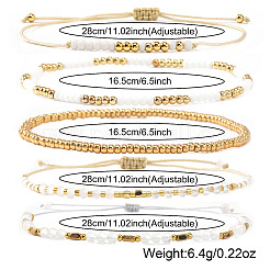 5 комплект браслетов из стекла и металла с золотыми и белыми бусинами&nbsp;AB9103-3