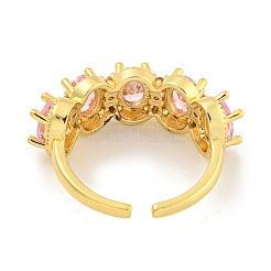 Овальное открытое кольцо-манжета из латуни с микро-паве из циркония для женщин&nbsp;RJEW-C082-15G