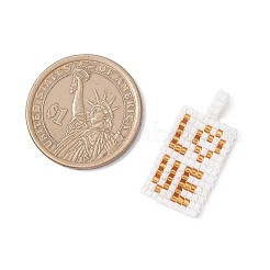 Прямоугольник из бисера с подвесками в виде слова «любовь»&nbsp;PALLOY-MZ01086-01