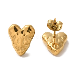 Ионное покрытие (ip) 304 нержавеющая сталь серьги-гвоздики в форме сердца для женщин&nbsp;EJEW-Z066-08G