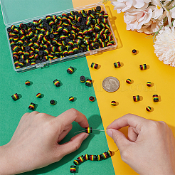 300 шт. 2 стиля ганские ямайские регги полосатые смоляные бусины&nbsp;RESI-UN0001-07