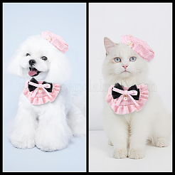Наборы из полиэстера с бантом для ошейника и шапки для домашних животных&nbsp;AJEW-WH20019-84B