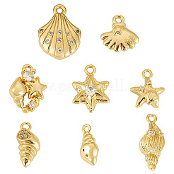 8 шт. 8 стиля подвески из латуни с микропаве из кубического циркония на тему океана&nbsp;KK-TA0003-32