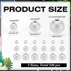 220 шт. 3 стиля латунных текстурированных бусин&nbsp;KK-ME0002-68S