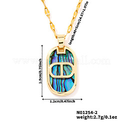 Ретро-латунные ожерелья с овальными подвесками из натуральной ракушки пауа&nbsp;LY2705-2