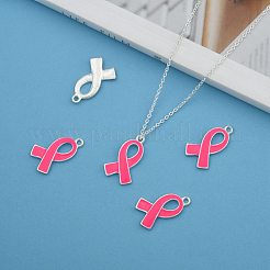 Октябрь рак груди розовая лента осведомленности сплав эмаль подвески&nbsp;ENAM-E262-S