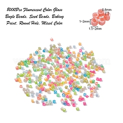 8000шт 10 цвета флуоресцентные цветные стеклянные бусины стекляруса&nbsp;SEED-YW0001-32
