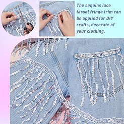 Вышивка бисером блестки полиэстер кисточка ленты&nbsp;SRIB-WH0023-01B