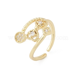 Латунные микро проложить манжеты кольца кубического циркония&nbsp;RJEW-S400-11G