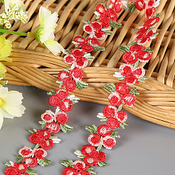 Жаккардовая лента из полиэстера с цветами&nbsp;FABR-PW0001-248B