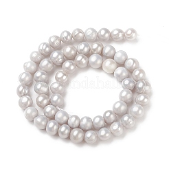 Нити бусины из натурального культивированного пресноводного жемчуга с гальваническим покрытием из картофеля&nbsp;PEAR-TAC0002-01A