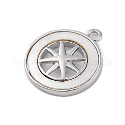 Латунный паве натуральный ракушка плоский круглый с подвесками в виде звезд&nbsp;KK-P289-06P