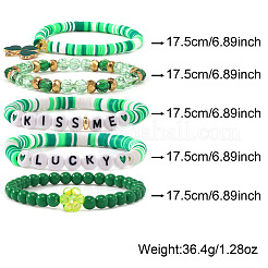 5 шт. 5 варианта браслетов на День Святого Патрика из стеклянных&nbsp;BK9964-5