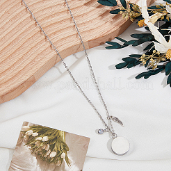 Ожерелья с подвесками в виде плоских круглых флаконов духов из нержавеющей стали 304&nbsp;NJEW-DR00020