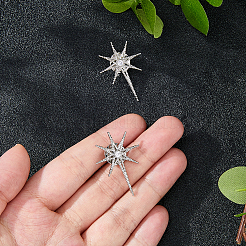 2 шт. латунные булавки для одежды с микропаве из прозрачного кубического циркония&nbsp;JEWB-FH0002-54P