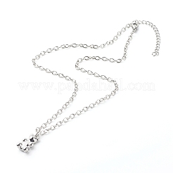 Ожерелья ручной работы из бисера из полимерной глины и кулон из медвежьего сплава для малыша&nbsp;NJEW-JN03642