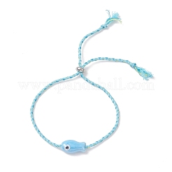 5 шт. браслеты-слайдеры из фарфоровых бусин ручной работы в виде рыбок для женщин&nbsp;BJEW-JB13174