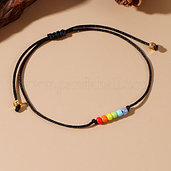 Браслеты из плетеного бисера с радужными бусинами в честь месяца гордости.&nbsp;XU2800-2