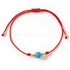 Плетеные браслеты из круглых бусин из синтетической бирюзы&nbsp;EC3666