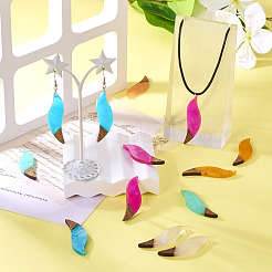 12шт 6 цвета прозрачной смолы и орехового дерева большие подвески&nbsp;RESI-TA0003-44