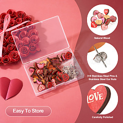 40 шт. 4 стильных серьги-гвоздики из натурального дерева на тему Дня святого Валентина&nbsp;EJEW-TA0001-27
