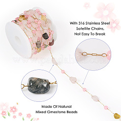 Цепочки из натуральных смешанных самородков из бисера длиной 2 м&nbsp;CHS-TA0001-50