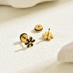 201 серьги-гвоздики с эмалированными цветами из нержавеющей стали&nbsp;DR1197