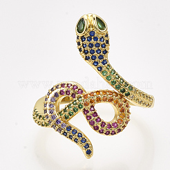 Латунные микро проложить манжеты кольца кубического циркония&nbsp;RJEW-S044-048