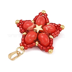 Подвески из стеклянного бисера ручной работы и синтетических окрашенных бусин императорской яшмы&nbsp;PALLOY-MZ00751-05