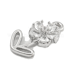 Латунные микропаве прозрачные подвески с фианитом&nbsp;KK-U015-09P