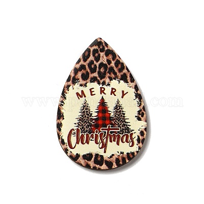 Большие подвески из дерева с односторонним принтом X-WOOD-H102-03E-1