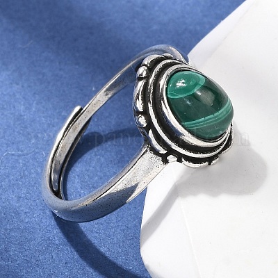 Натуральные малахитовые пальцевые кольца&nbsp;RJEW-A084-08AS-08-1