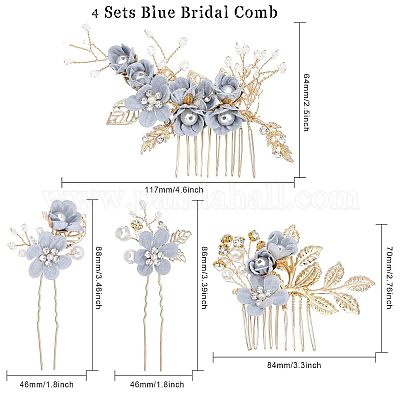 Набор расчесок и вилок для волос со стразами для новобрачных&nbsp;PHAR-WH0015-06G-1