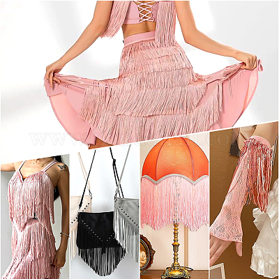 10 ярд полиэфирной кружевной ленты с кисточками&nbsp;SRIB-PH0001-52-1