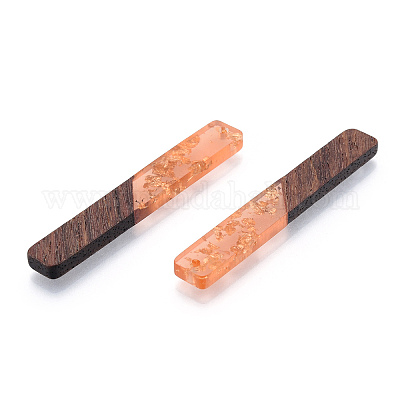 Большие подвески из прозрачной смолы и орехового дерева RESI-N025-034-A05-1