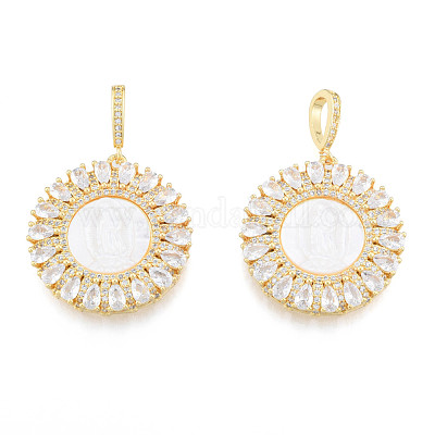 Латунные микропаве прозрачные подвески с фианитом KK-N227-131-1