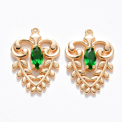 Латунь стекло кулоны&nbsp;KK-T049-057G-03-NF-1