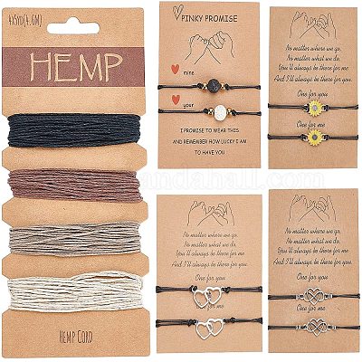 Регулируемые браслеты из плетеных бусин с вощеным шнуром&nbsp;DIY-AR0001-65-1