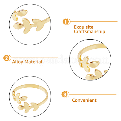 12 шт. 3-цветный набор колец-манжет в виде листовой ветки для женщин&nbsp;RJEW-HY0001-02-1