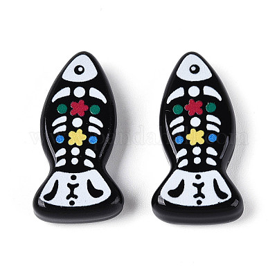 Печатные непрозрачные бусины из смолы&nbsp;RESI-N043-22A-1