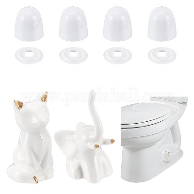 Круглые пластиковые крышки для болтов унитаза с дополнительными шайбами и керамическими украшениями&nbsp;AJEW-NB0008-28-1