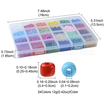 288 г 24 стилей стеклянных бусин&nbsp;SEED-FS0001-26C-1