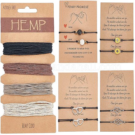 Регулируемые браслеты из плетеных бусин с вощеным шнуром&nbsp;DIY-AR0001-65-1