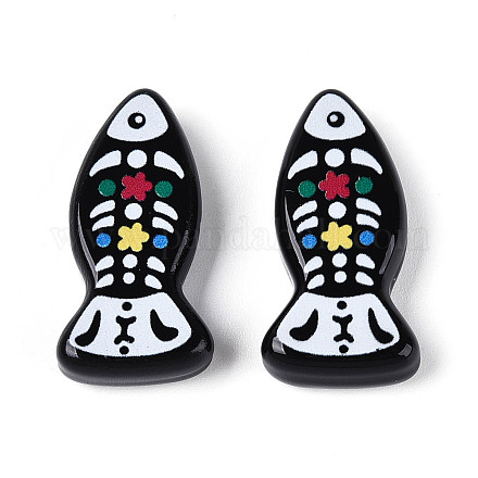 Печатные непрозрачные бусины из смолы&nbsp;RESI-N043-22A-1