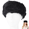 1Pc Faux Fur Fiber Yarn Warmer Headbands, Soft Stretch Thick Cable Knit Head Wrap for Women, Black, 320x120mm, 1pc/color