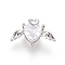 Brass Micro Pave Cubic Zirconia Pendants, Flying Heart, Clear, Platinum, 8x14x4.5mm, Hole: 1.5mm