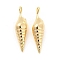 Brass Pendants, Conch Charm, Real 18K Gold Plated, 22x6x5.5mm, Hole: 1.6mm